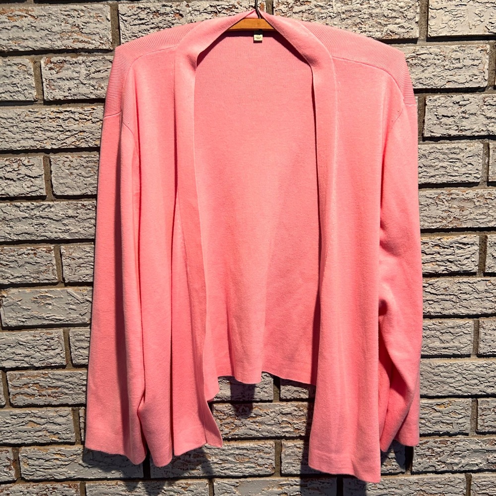 Talbots Woman Pink Open Front Cardigan Sweater Cotton Rayon Blend Size 3X